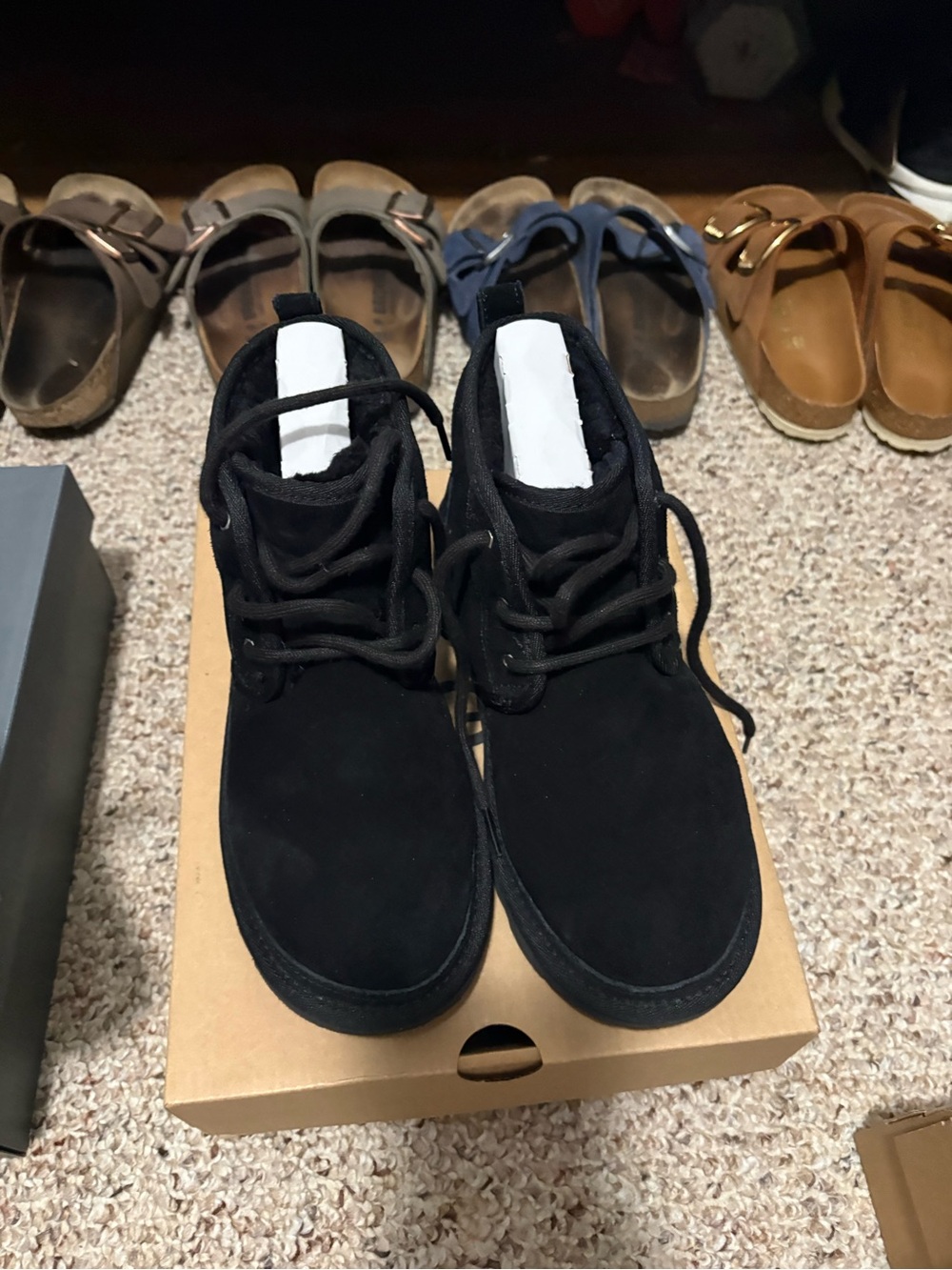 UGG Kids Black Suede Lace-Up Boots